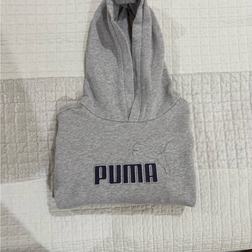 Puma Heather Gray Hoodie Unisex Youth Size 14/16